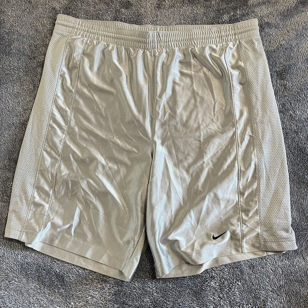 Nike Mens Athletic Basketball Shorts Size XL Gray Silver Drawstring